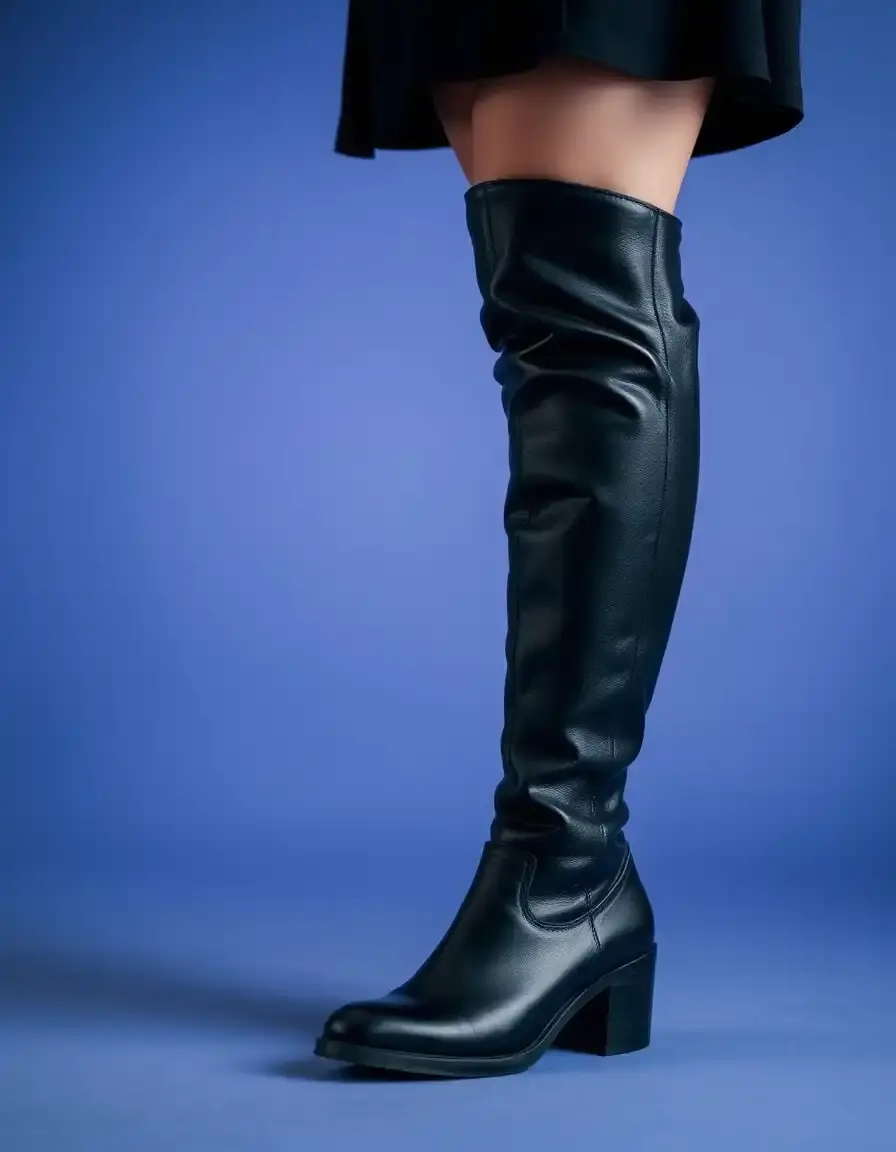 Bottes hautes en cuir noir élégantes