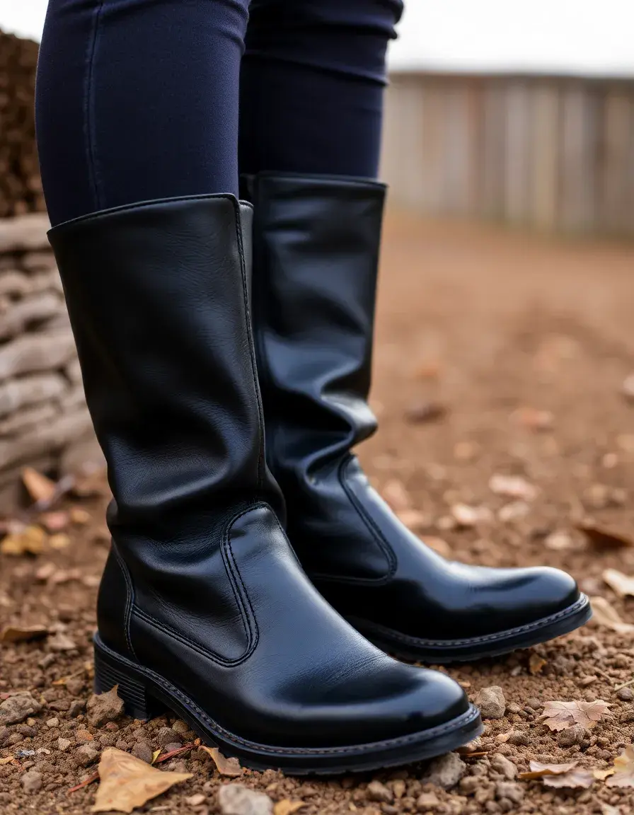 Bottes d'équitation en cuir noir raffinées