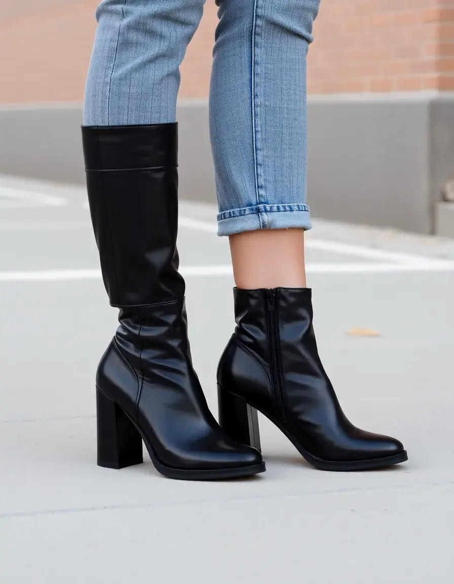 Bottes à talons en cuir noir sophistiquées