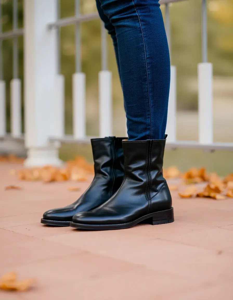 Bottes plates en cuir noir confortables