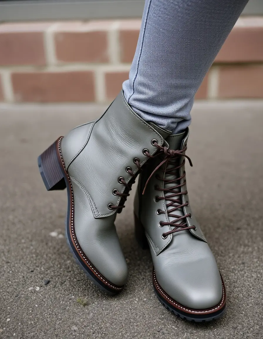 Bottes cuir gris femme design moderne