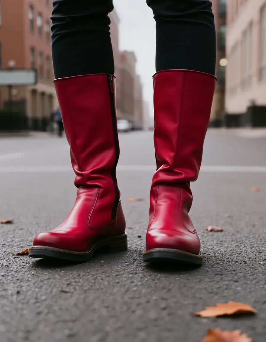 Bottes cuir rouge femme audacieuse
