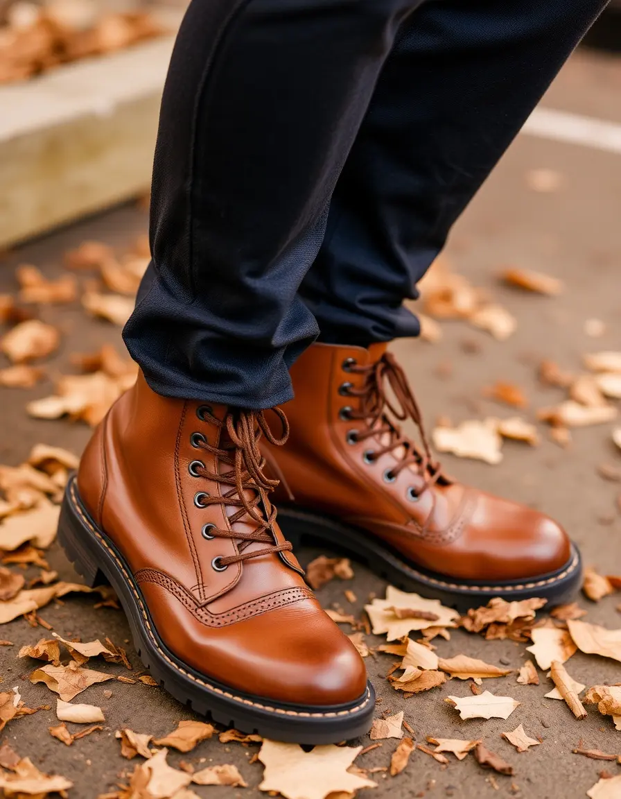 Bottes cuir lacets femme style militaire chic