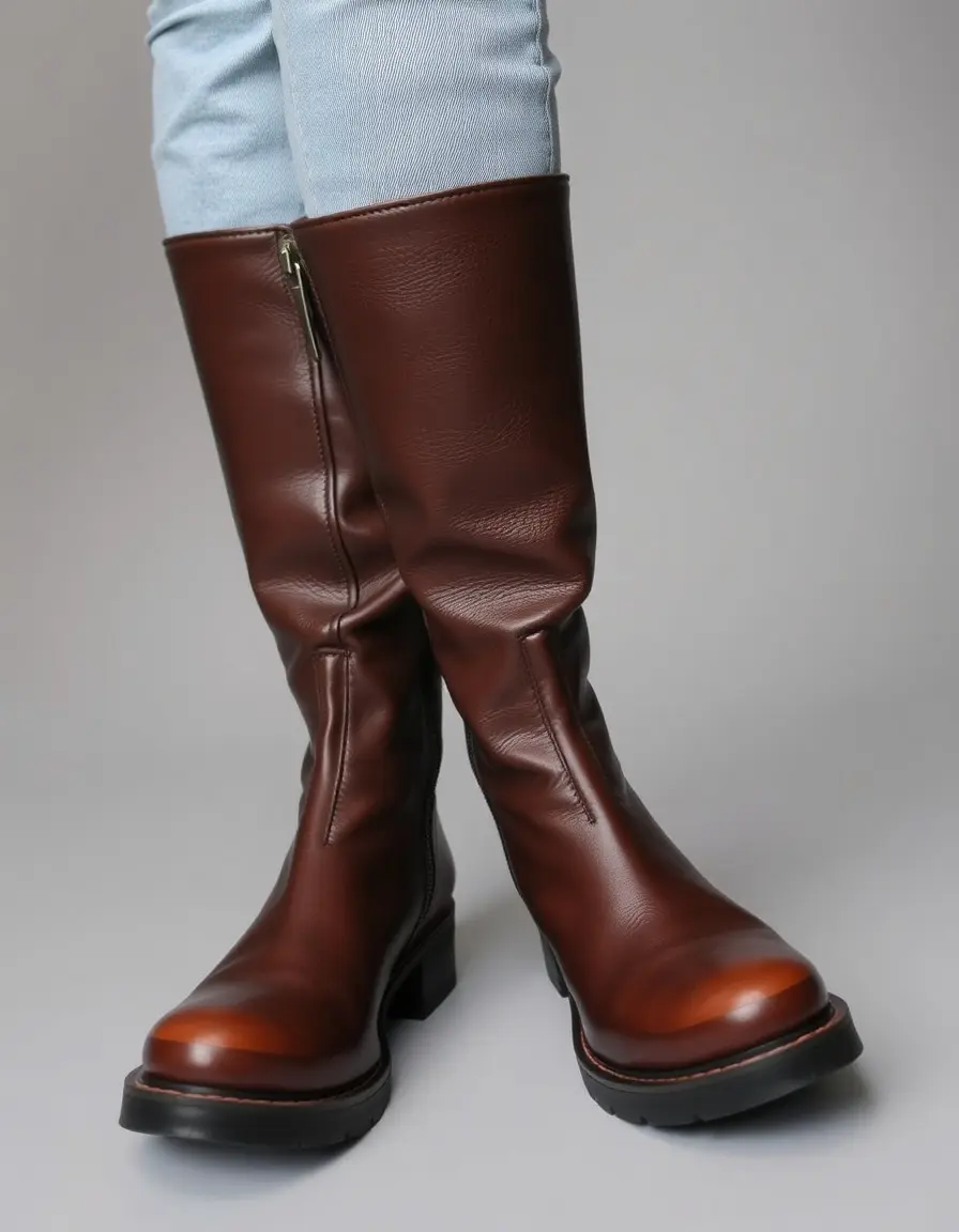Bottes cuir zip latéral femme confort
