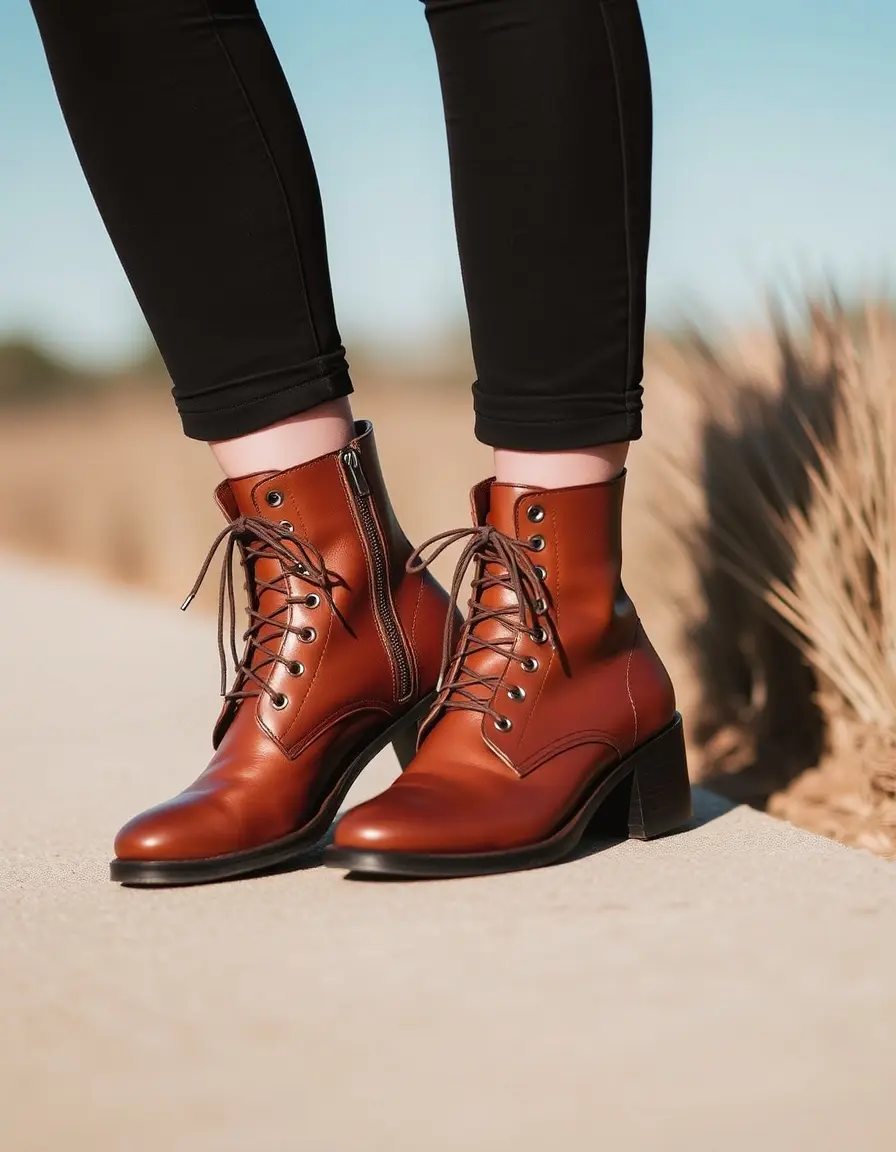 Bottines à lacets en cuir marron pour homme style vintage
