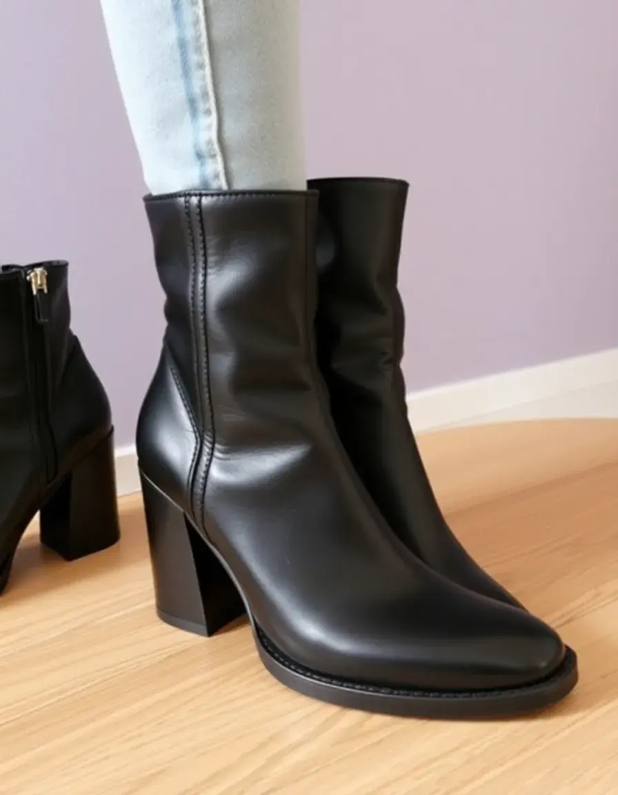 Bottines en cuir avec fermeture éclair latérale pour homme