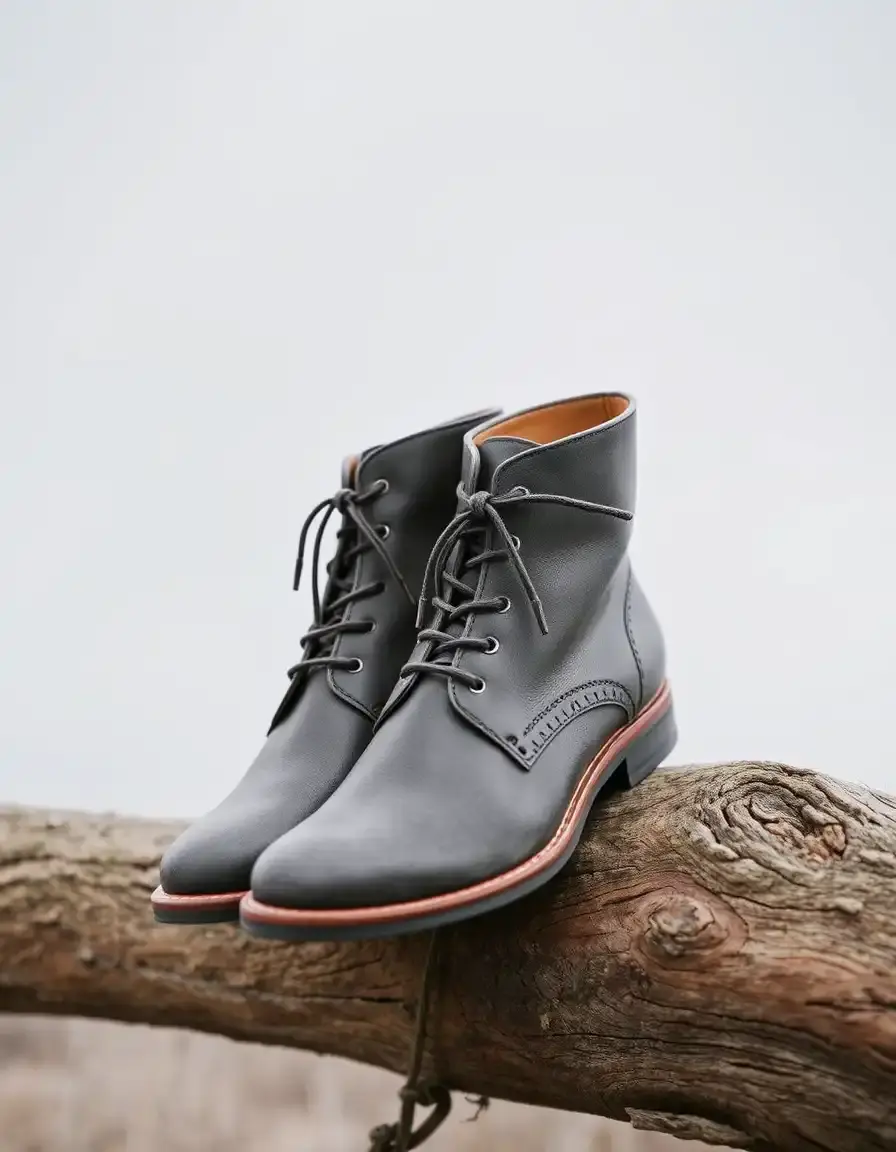 Desert Boots en cuir gris pour homme look casual