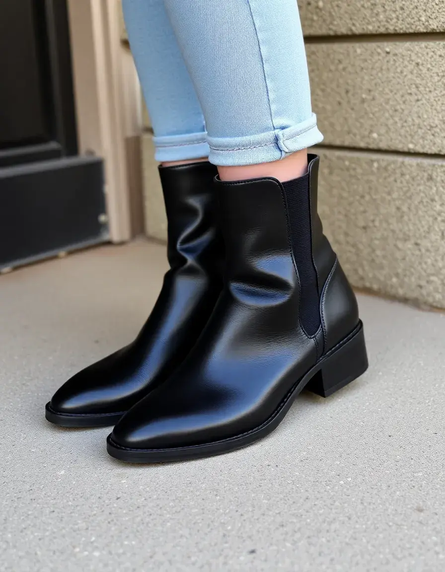 Bottines plates en cuir noir confortables
