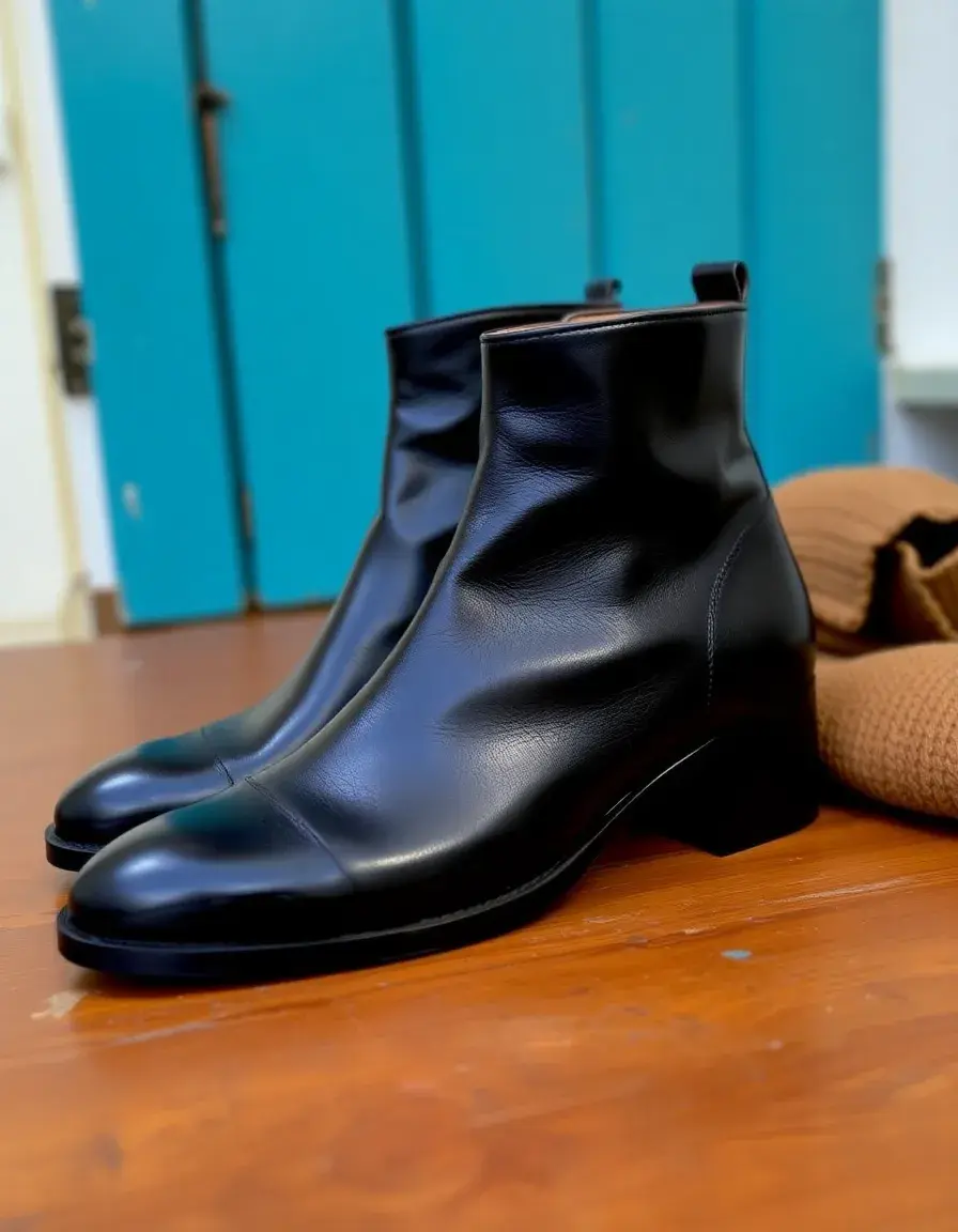 Bottines femme cuir italien noir style classique élégant