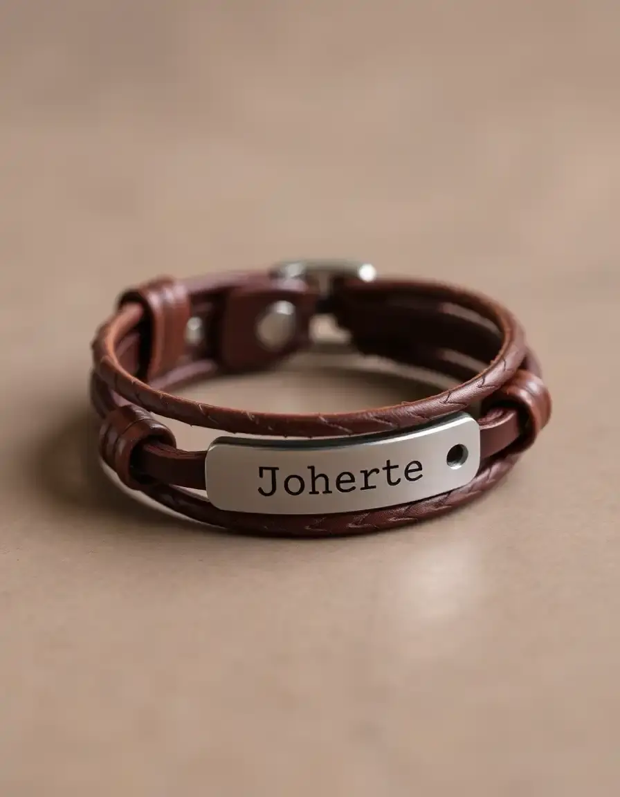 Bracelet homme cuir marron personnalisé avec gravure