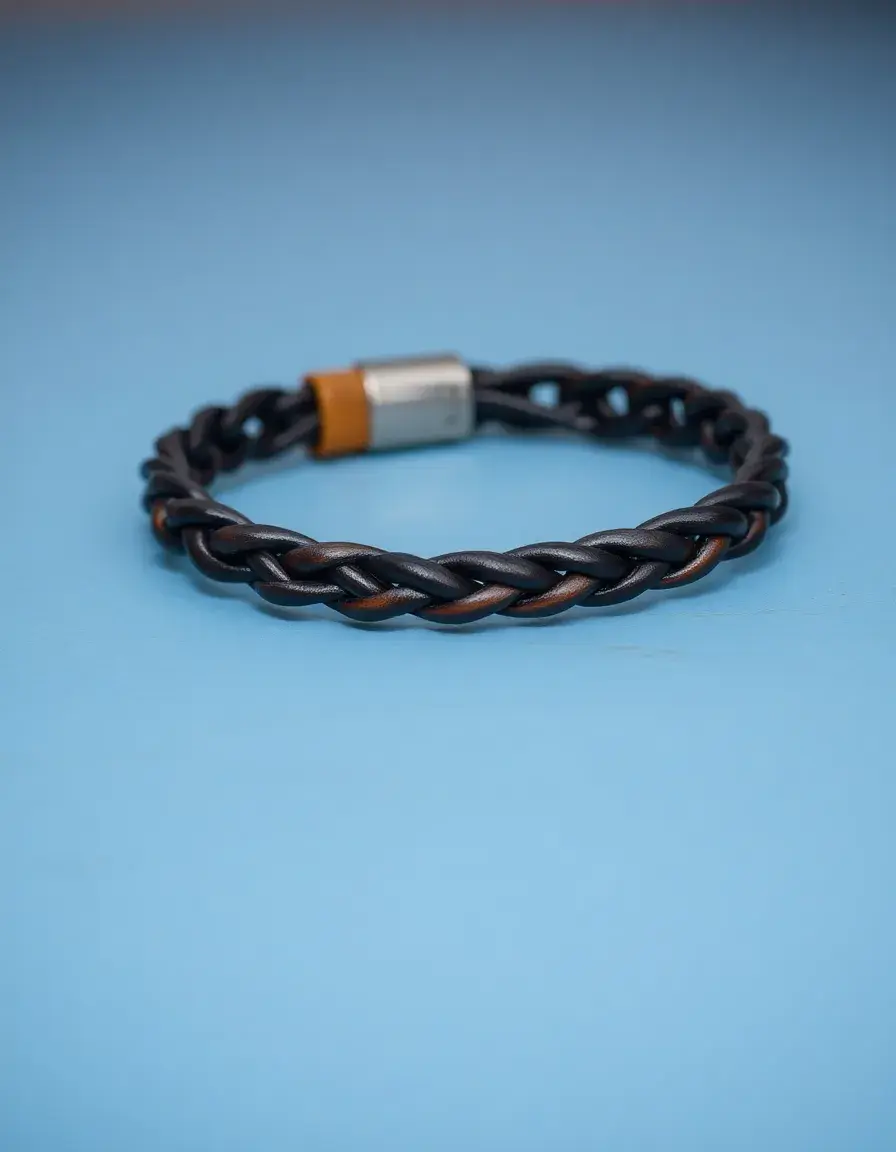 Bracelet tressé homme cuir véritable haute qualité