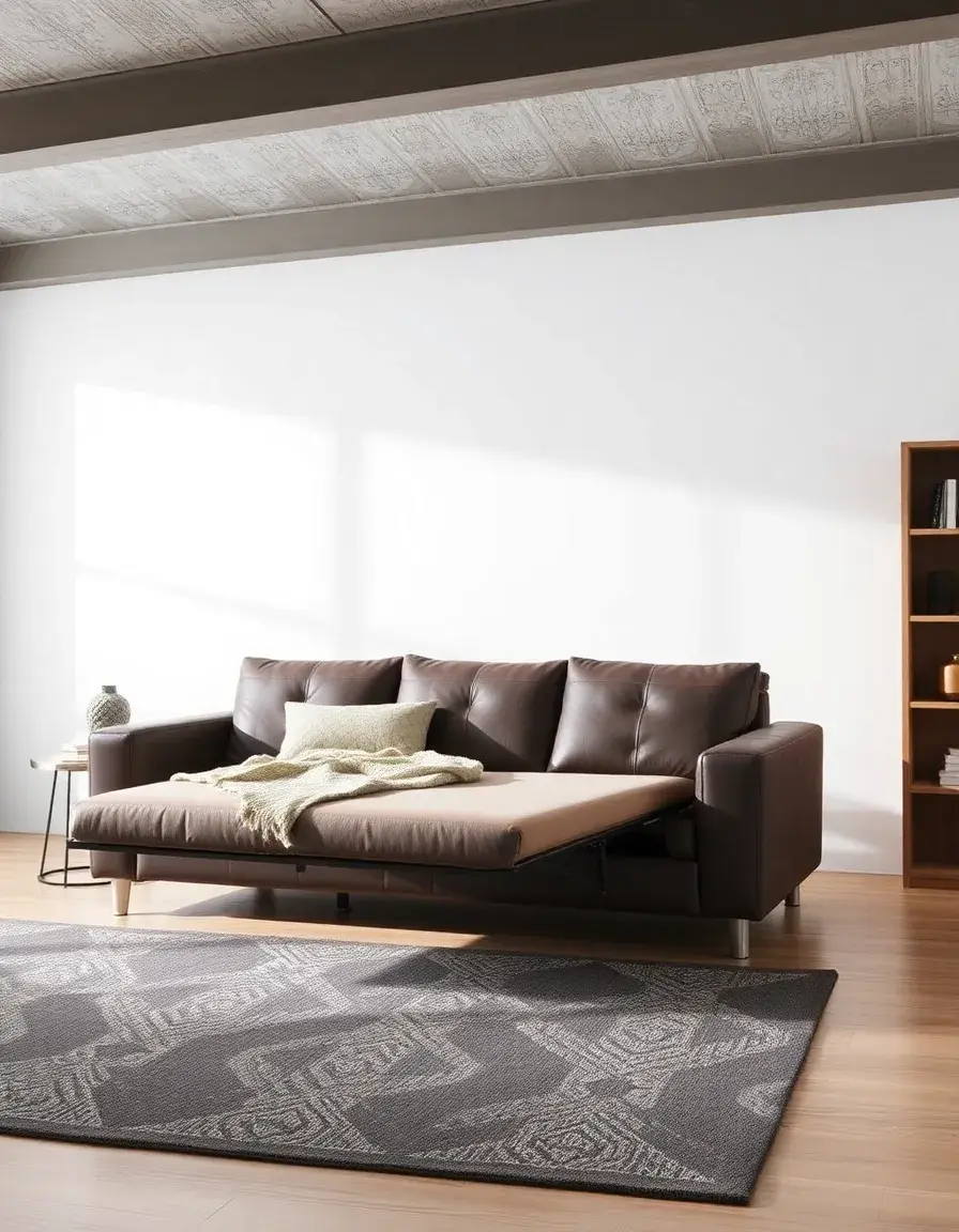 Canapé convertible cuir avec système extractible pratique