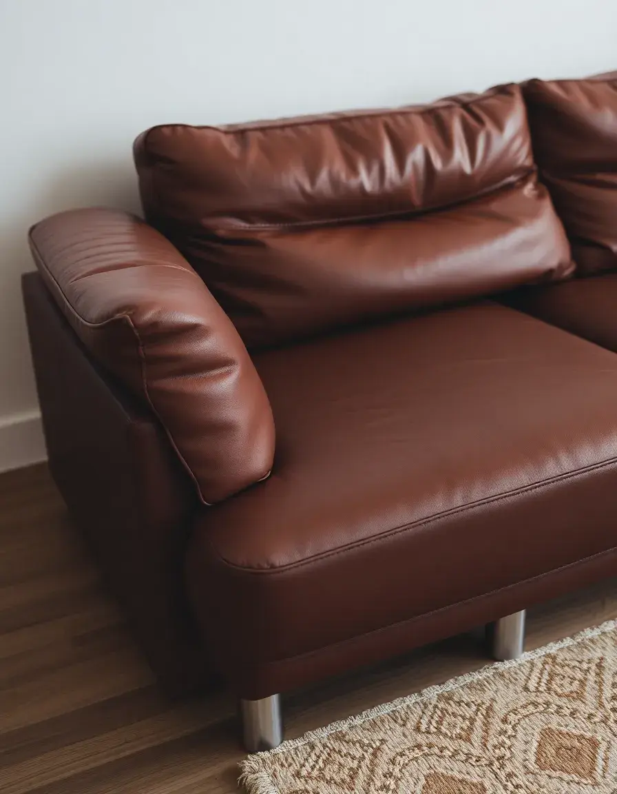 Futon en cuir brun vintage pour décoration chaleureuse