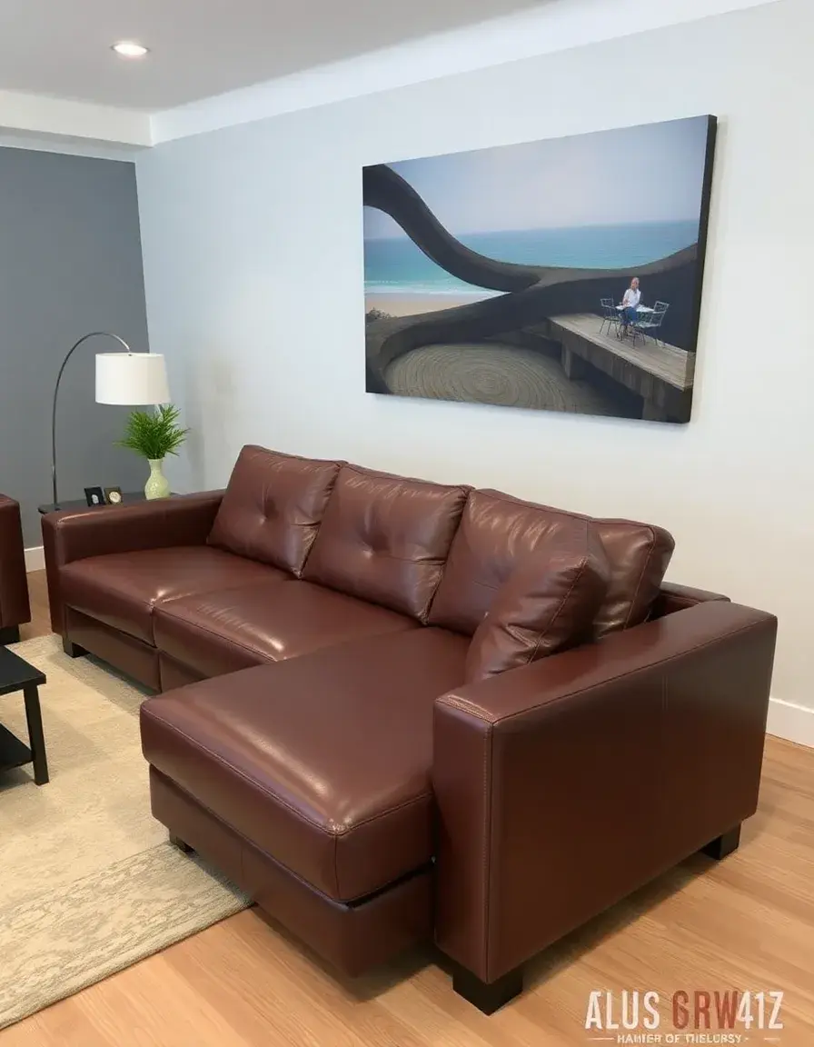 Grand canapé d'angle convertible en cuir pour famille