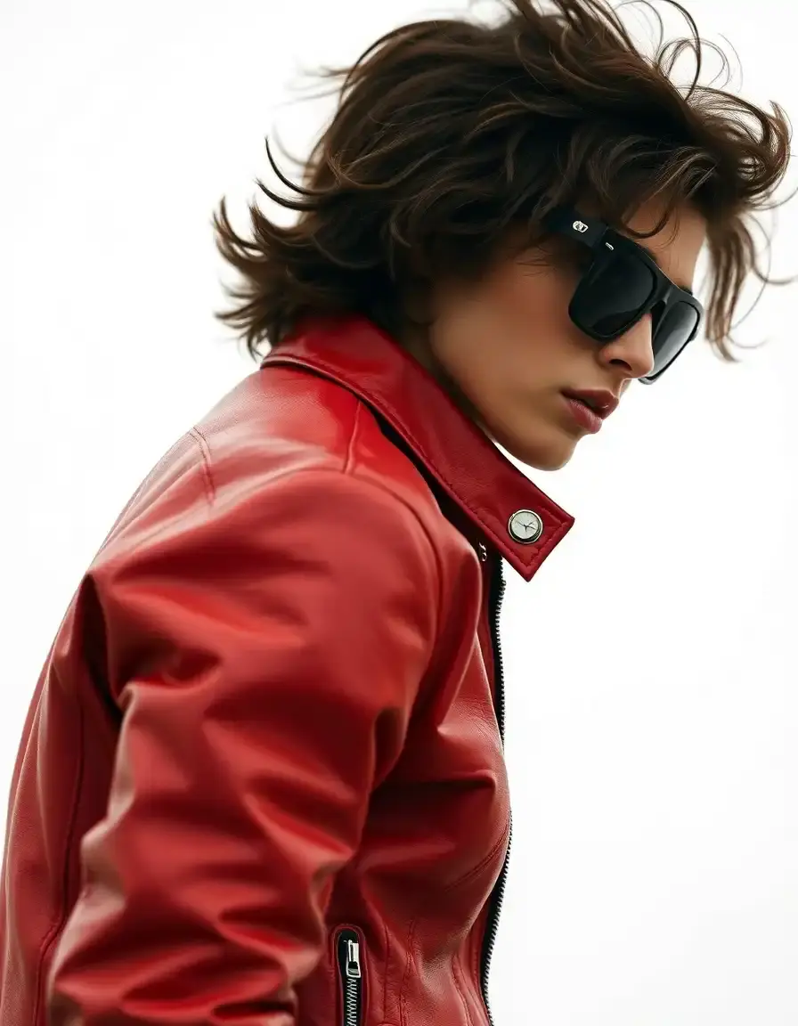 Blouson cuir rouge homme style racing moto