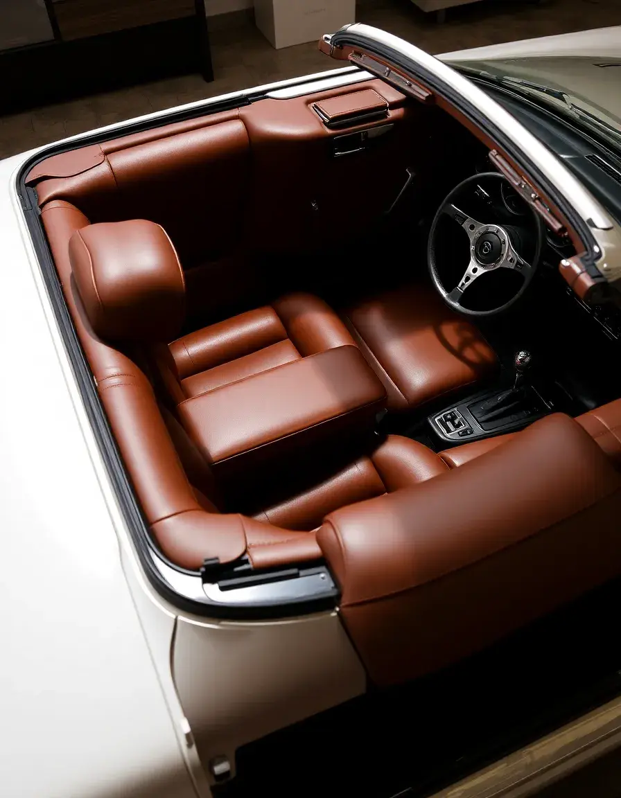 Canapé d'angle convertible en cuir marron chaleureux