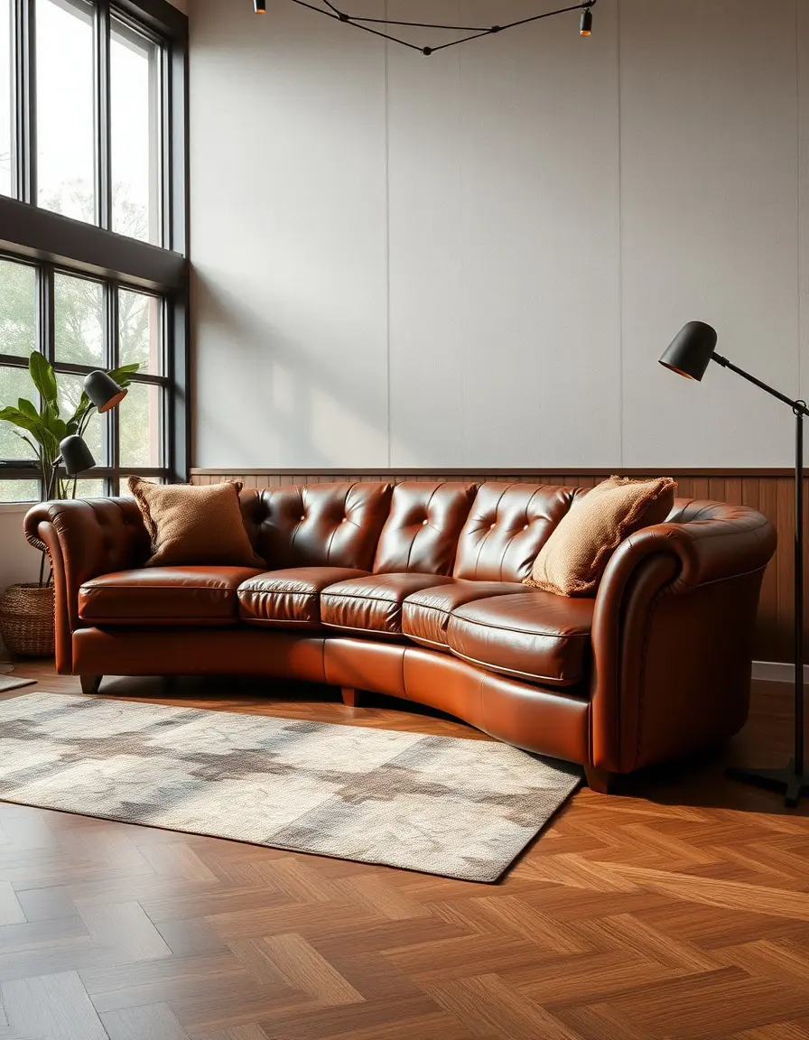 Canapé courbe en cuir au design contemporain