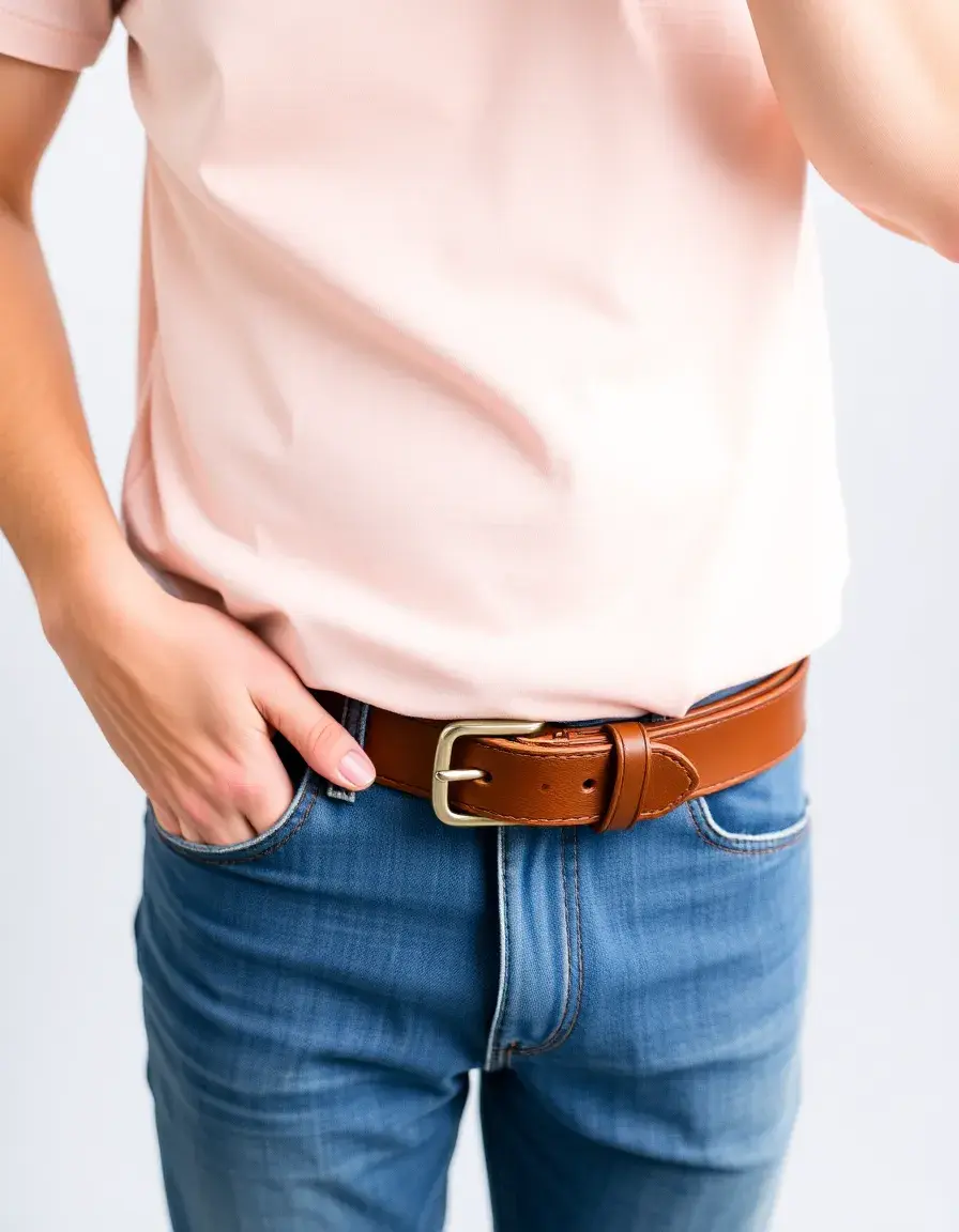 Ceinture casual en cuir marron pour femme