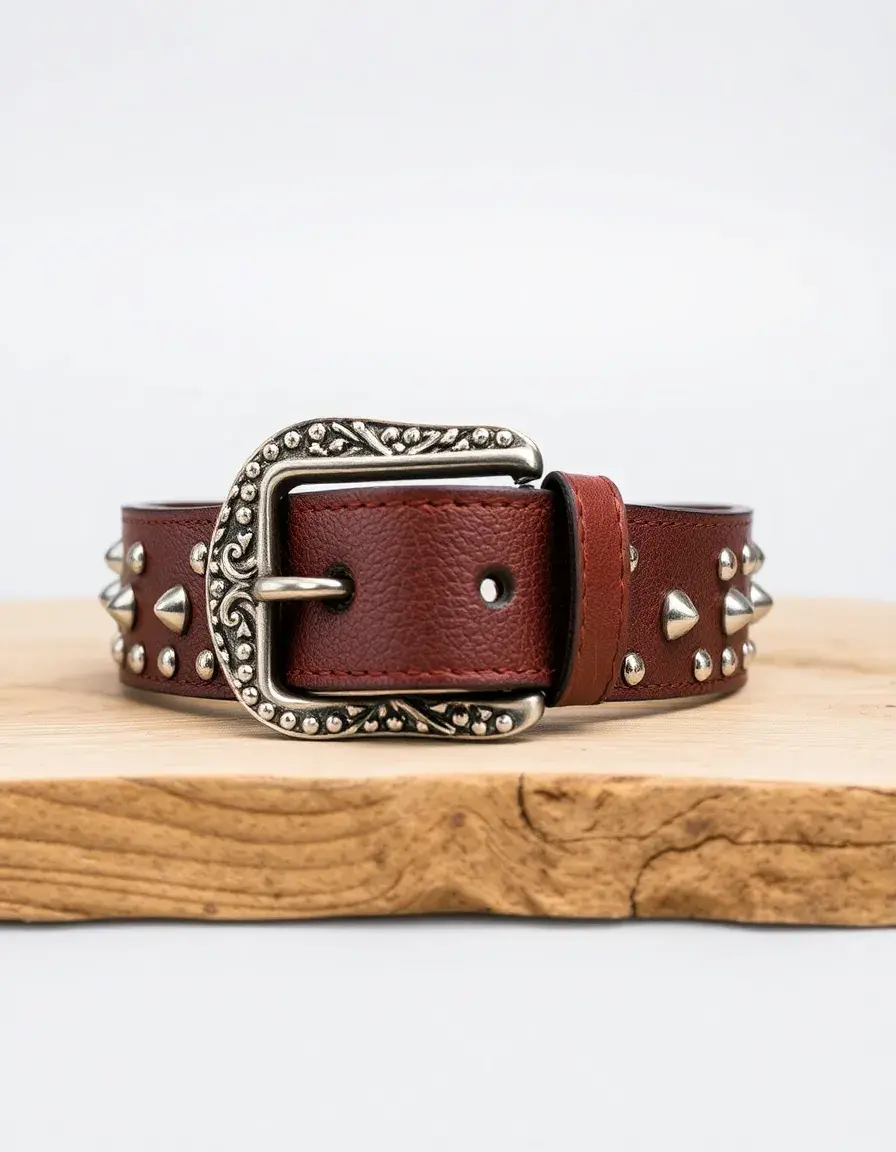 Ceinture en cuir cloutée pour femme