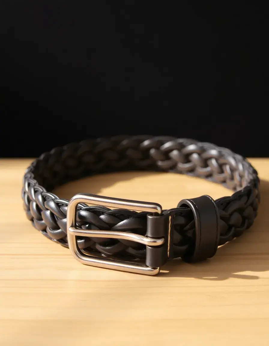 Ceinture tressée en cuir véritable pour femme