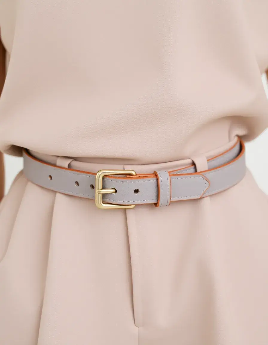 Ceinture fine en cuir gris pour homme