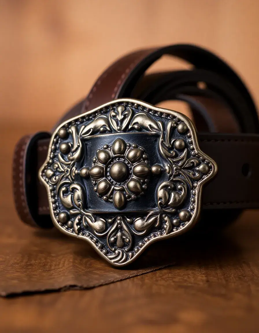 Ceinture décorative en cuir pour homme détails gravés