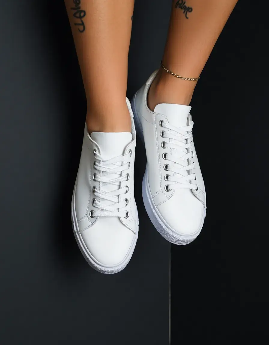 Sneakers femme cuir blanc minimalistes
