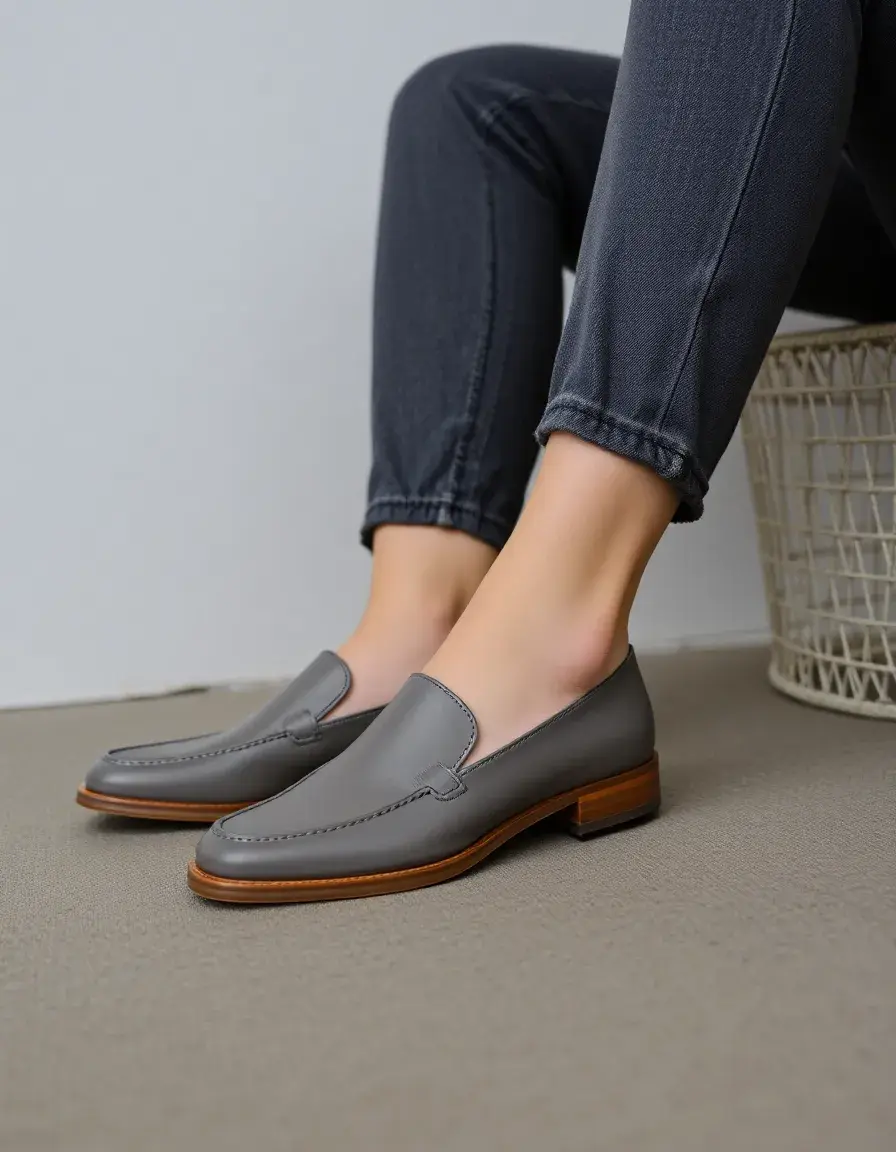 Mules femme cuir gris tendance