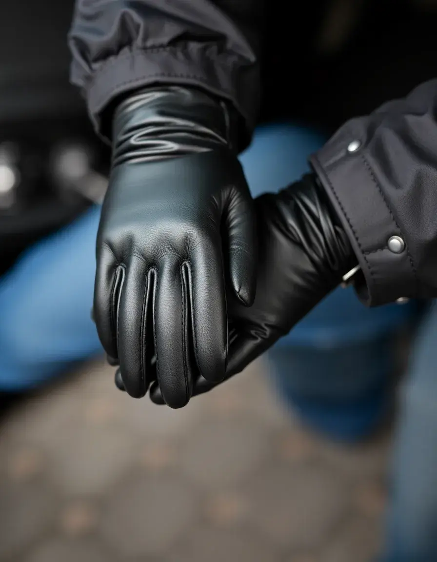 Paire de gants de conduite noirs en cuir PU