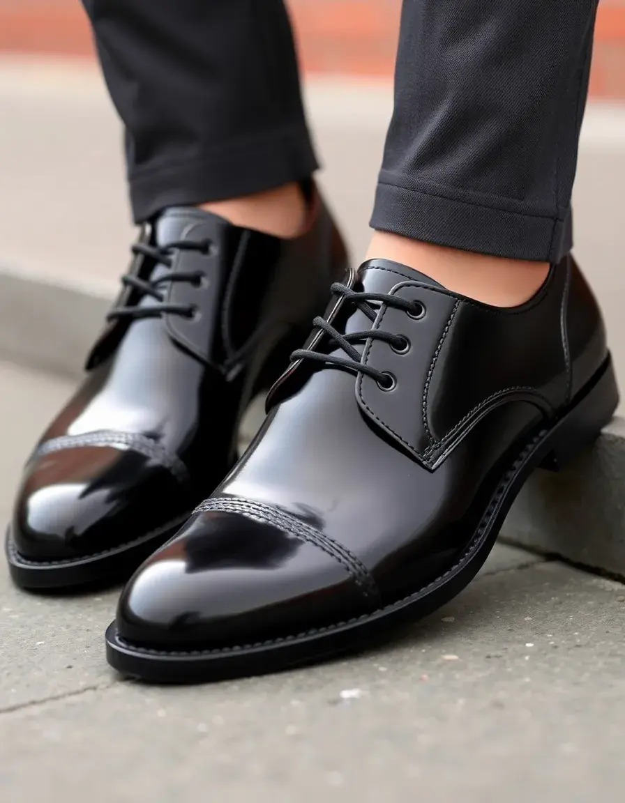 Chaussures Oxford brillantes en cuir PU