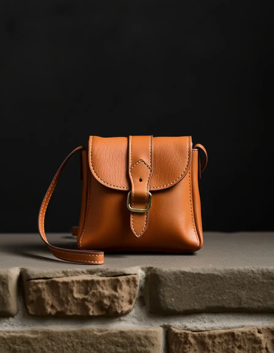 Petit sac bandoulière en cuir tan, cuir sacs légers