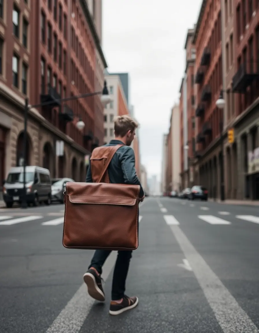 Sac messager classique en cuir pour ordinateur, cuir sacs bureau