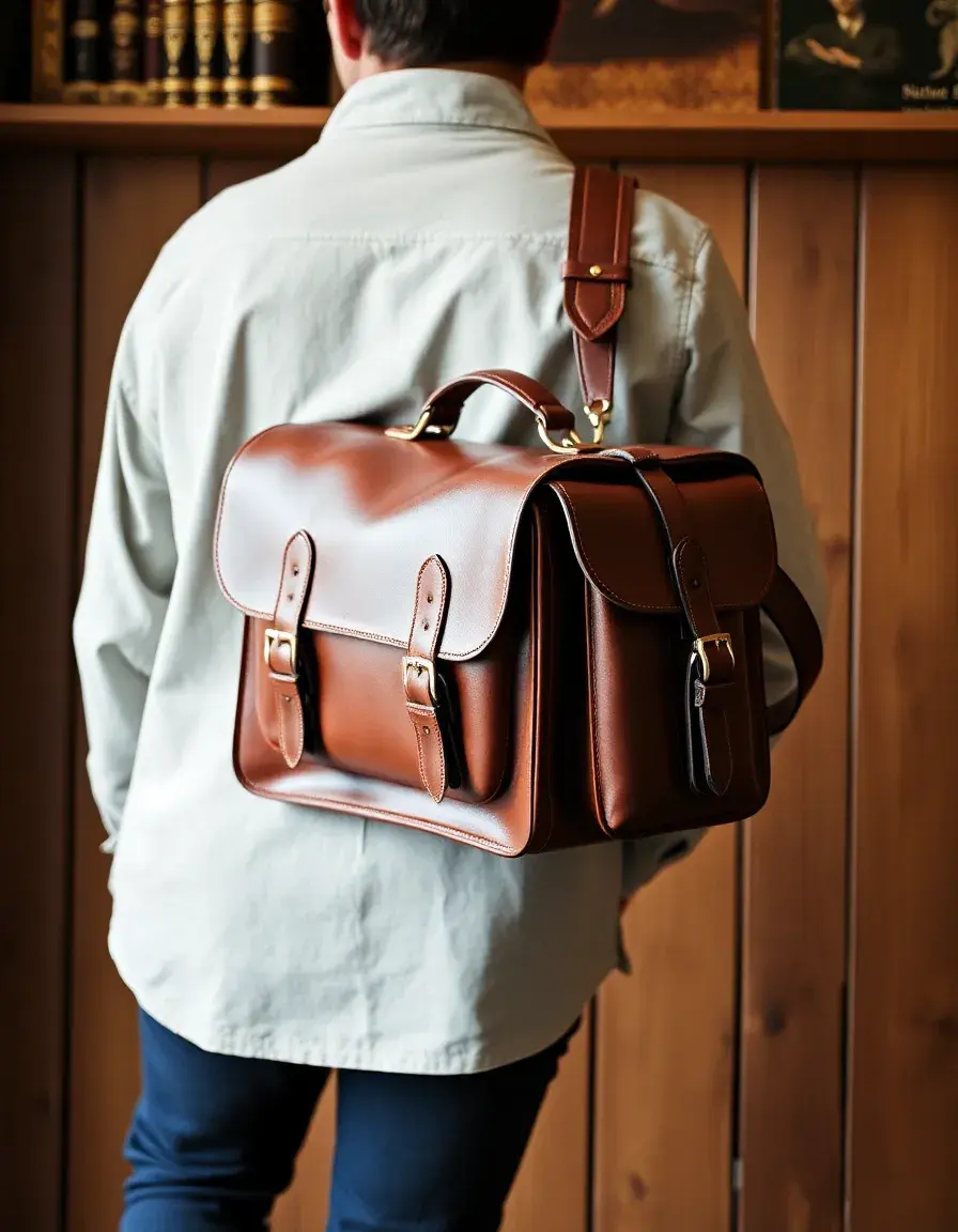 Cartable style vintage en cuir, cuir sacs rétro