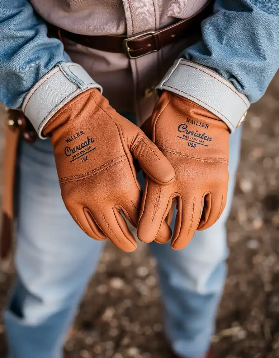 Gants de travail en cuir marron résistant pour artisanat