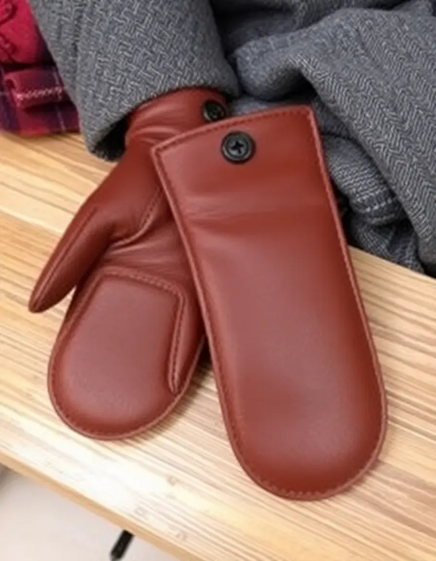 Moufles en cuir convertibles pour femme