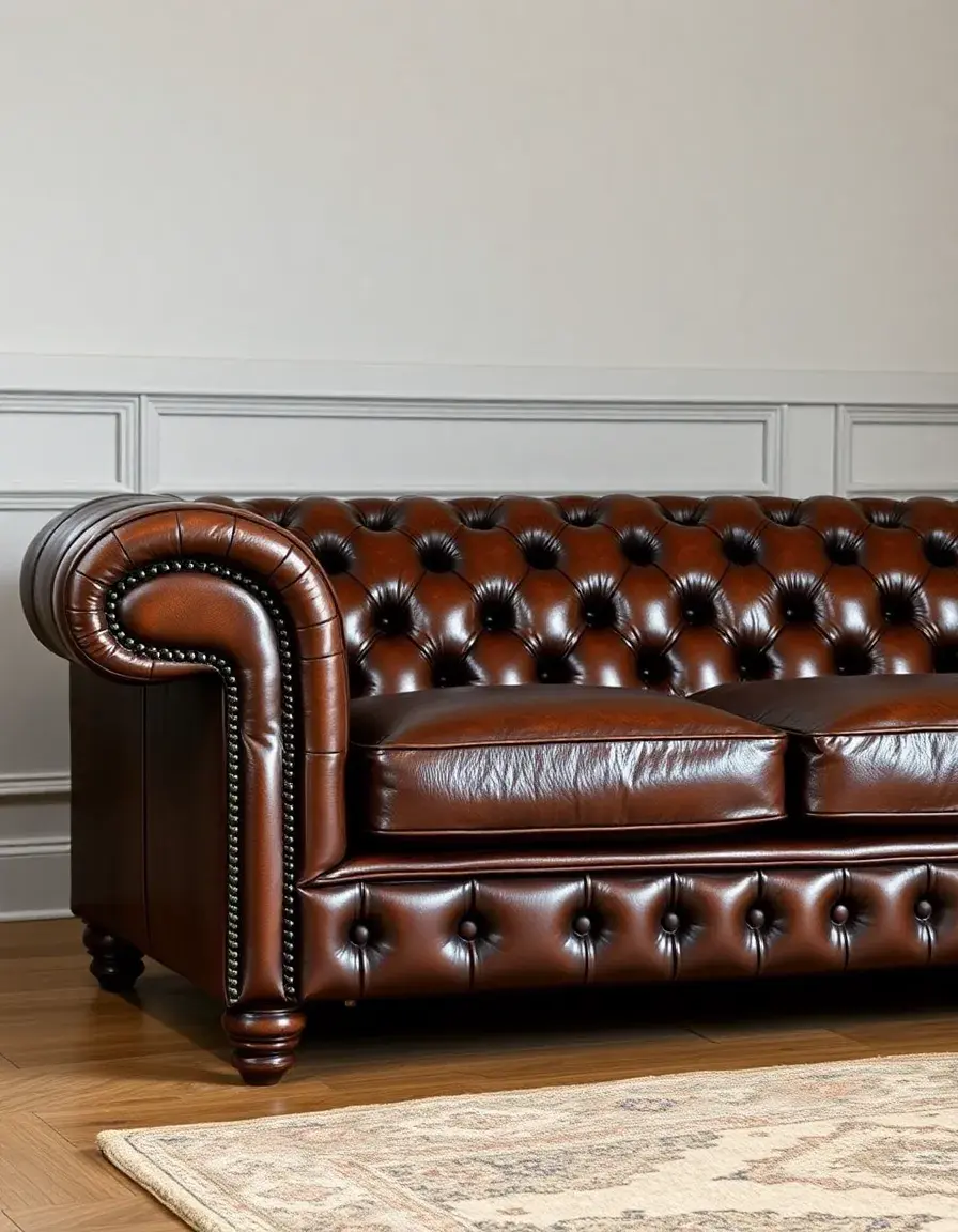 Canapé Chesterfield classique en cuir avec capitons