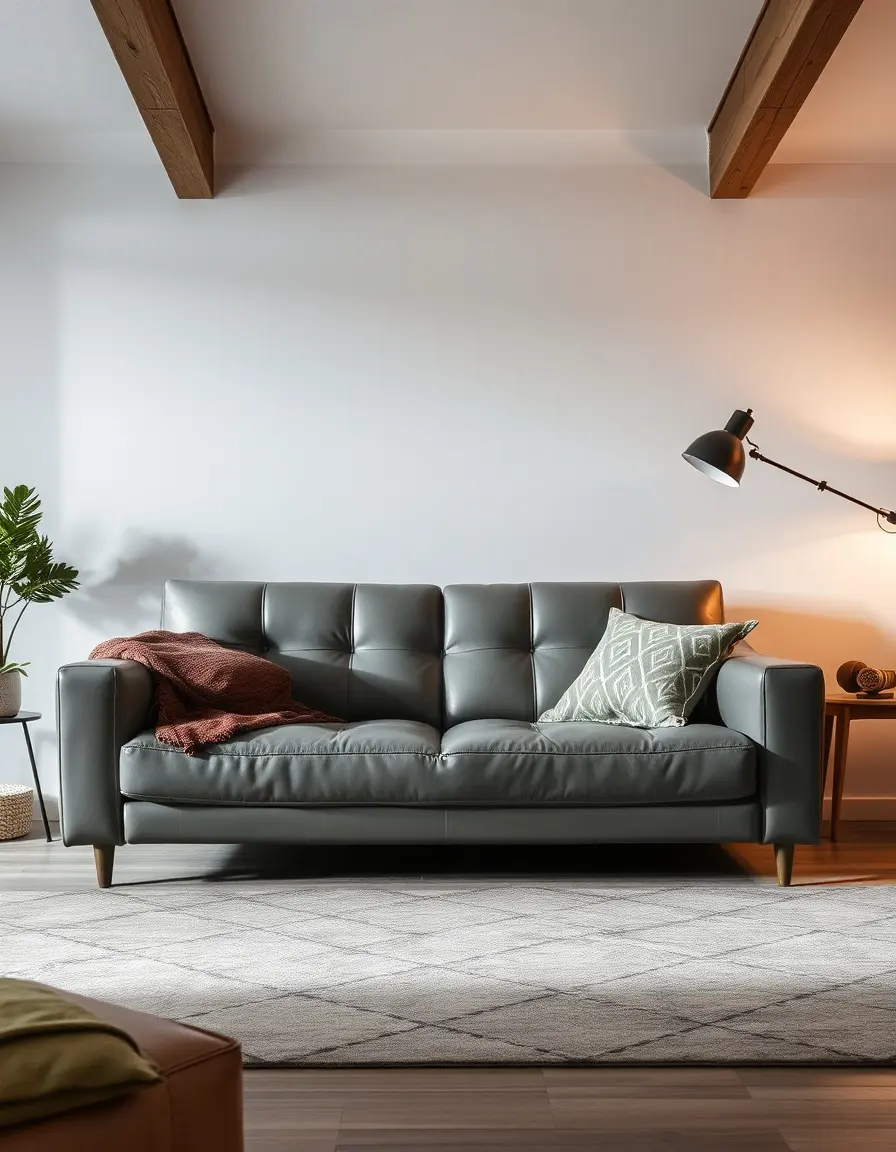 Canapé convertible en cuir gris pour petits espaces