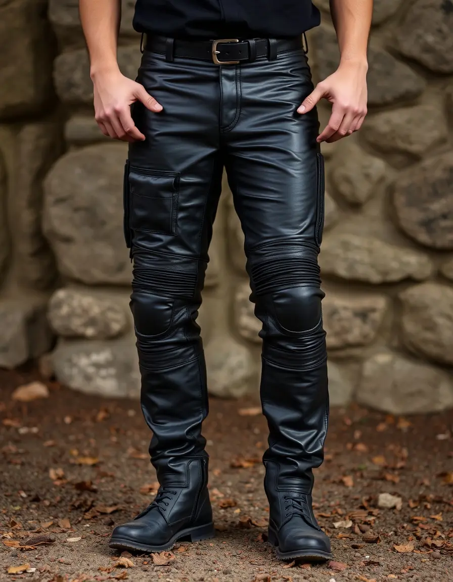 Pantalon de moto en cuir avec protections renforcées