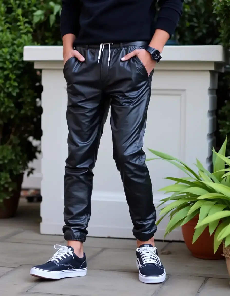 Pantalon jogging en cuir souple pour un look décontracté chic