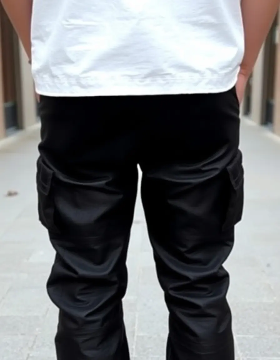 Pantalon cargo en cuir avec poches latérales style utilitaire