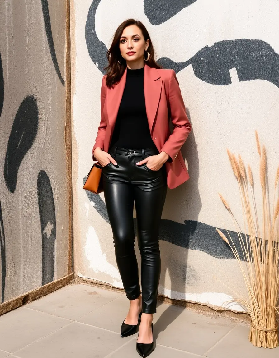 Pantalon crayon slim en cuir moulant noir