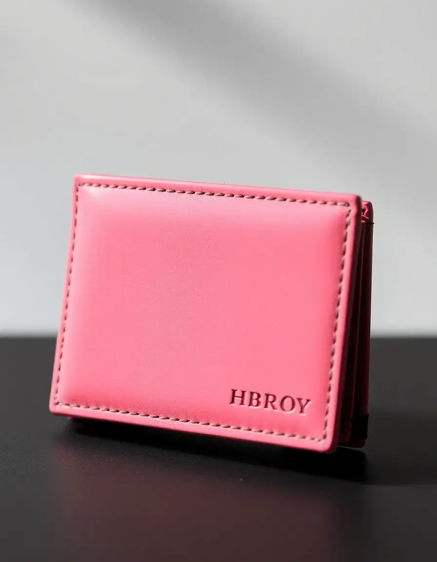 Portefeuille cuir femme bifold rose pastel élégant