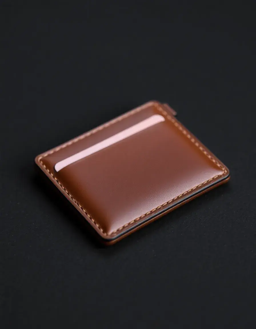 Porte-cartes mince en cuir femme minimaliste