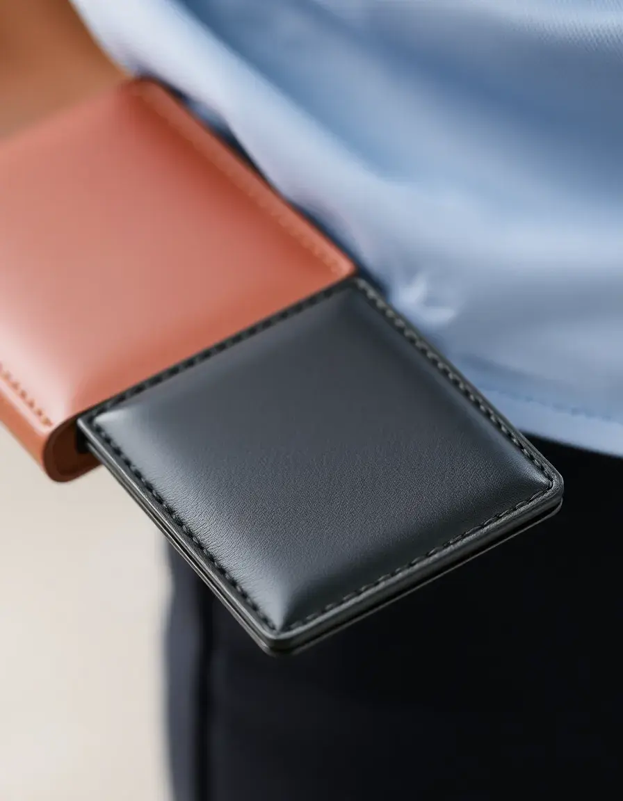 Portefeuille en cuir ultra-mince noir pour homme
