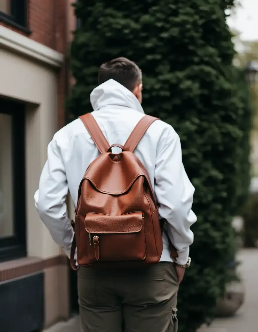 Sac à dos scolaire en cuir classique style étudiant