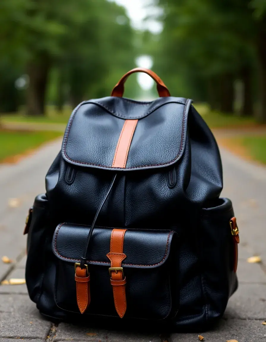 Petit sac à dos noir en cuir mode et élégant
