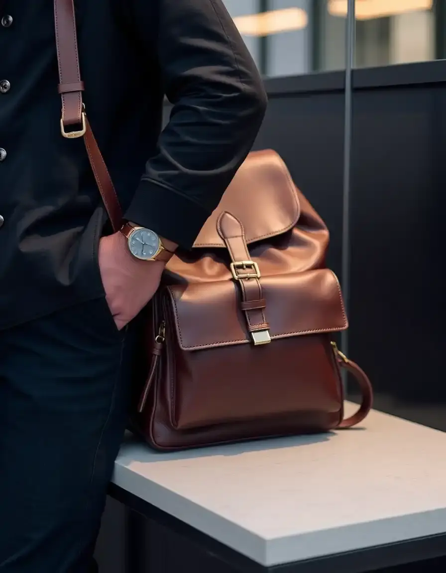 Sac à dos en cuir antivol avec fermeture sécurisée