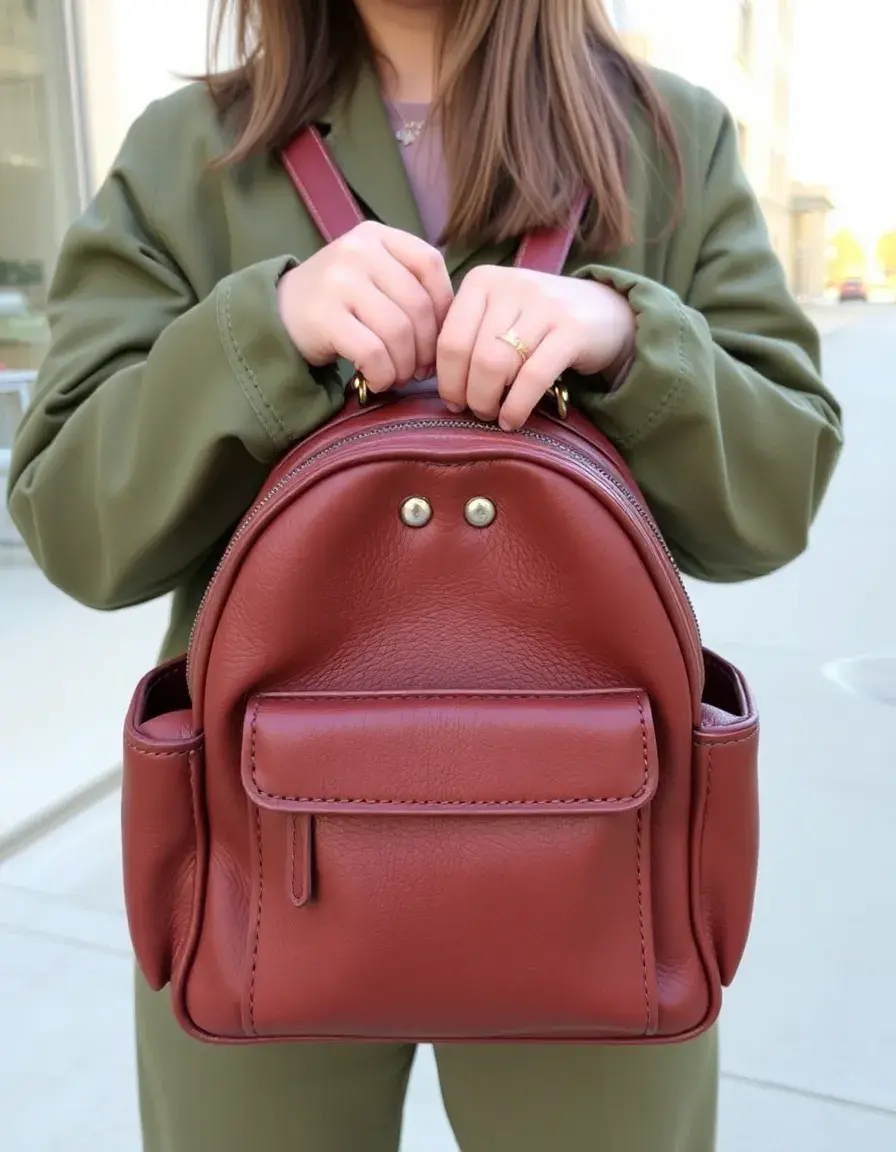 Mini sac à dos en cuir pour femme style minimaliste