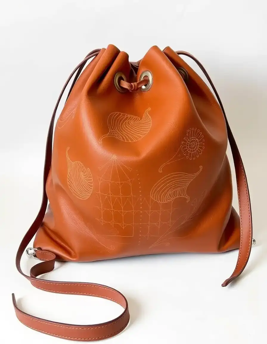 Sac à dos en cuir avec fermeture à cordon de serrage