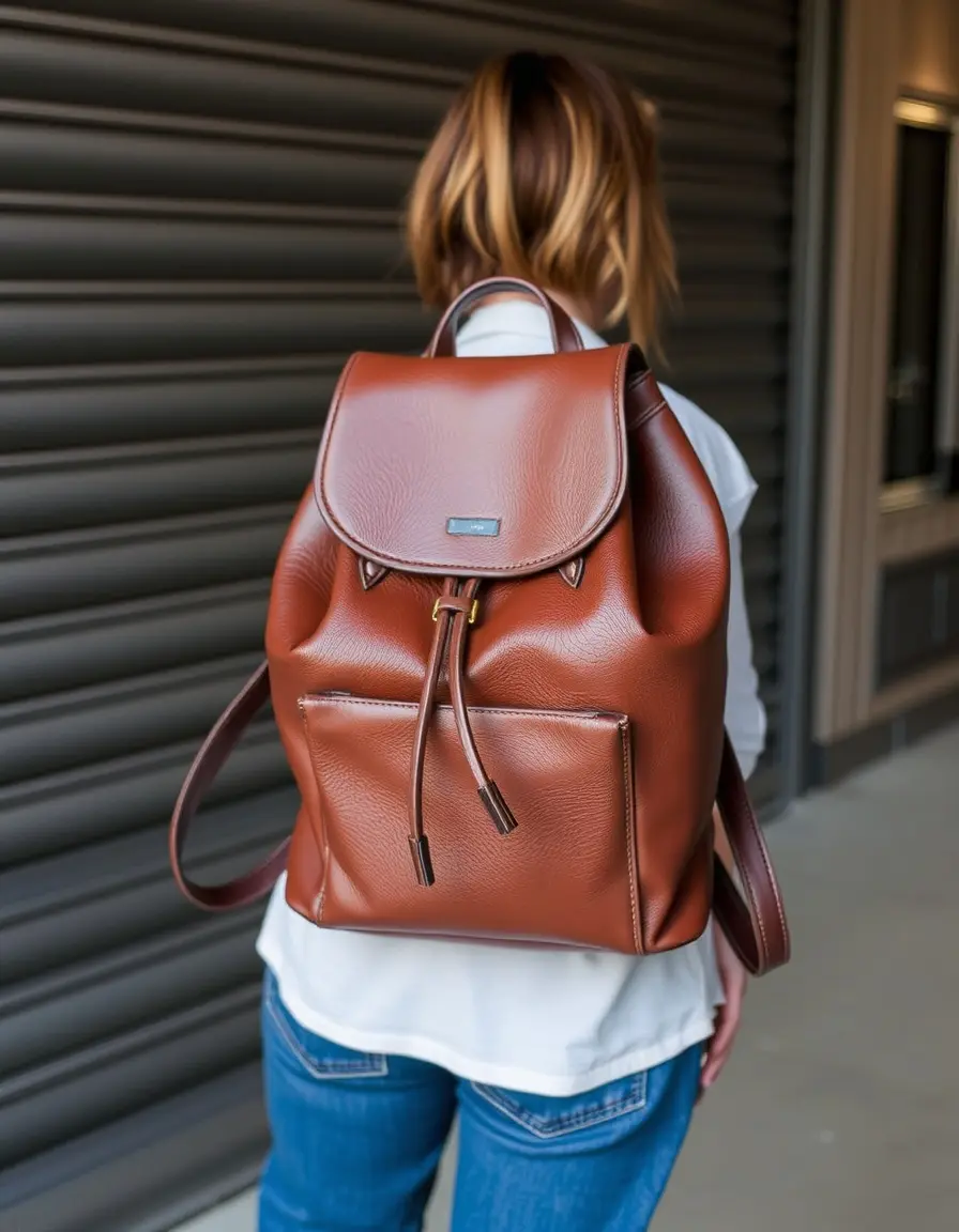 Sac à dos seau en cuir pour femme style élégant